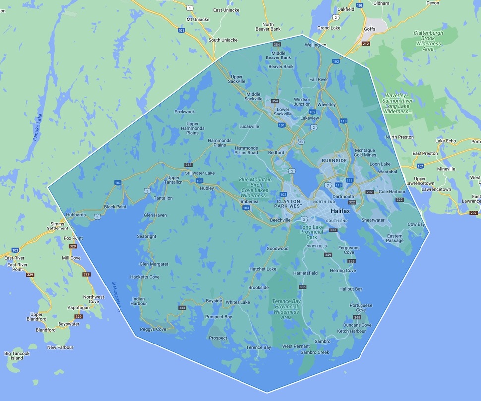 Halifax Great Area Halifax Regional Municipality HRM Service Area Map